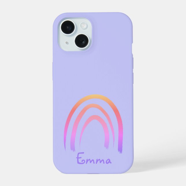 Pastel Periwinkle Rainbow iPhone 15 Case (Back)