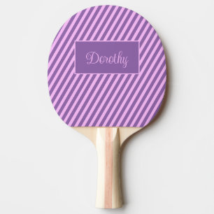 Pastel Personalised Pink and Lavender Striped  Ping Pong Paddle