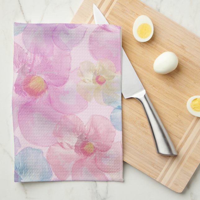 Pastel Petal Bloom Tea Towel (Quarter Fold)