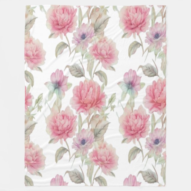 Pastel Petals Fleece Blanket (Front)
