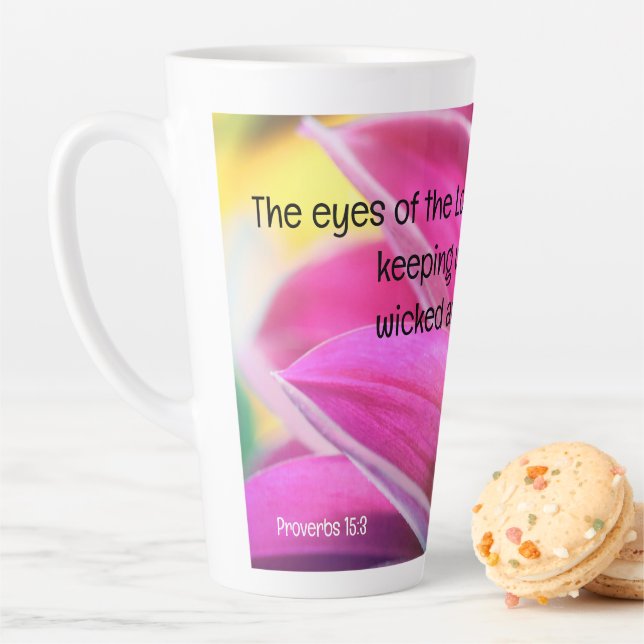 Pastel Petals Proverbs 15:3 Latte Mug (In Situ)