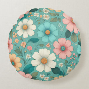 Pastel Petals Round Cushion