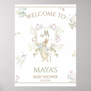 Pastel Peter the Rabbit Baby Shower Welcome Sign