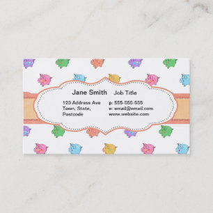 Pastel Pig Pattern Business Card