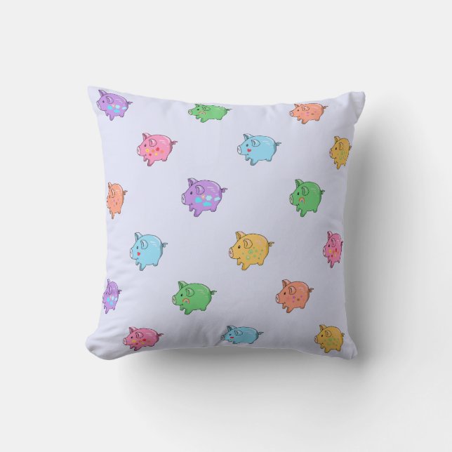 Pastel Pig Pattern Cushion (Front)