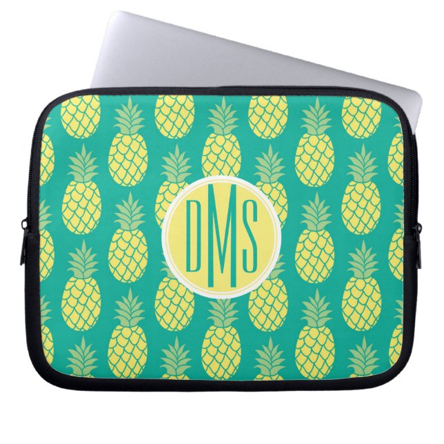 Pastel Pineapples | Monogram Laptop Sleeve (Front)