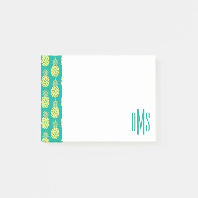 Pastel Pineapples | Monogram Post-it Notes (Front)