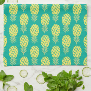 Pastel Pineapples Monogram Tea Towel