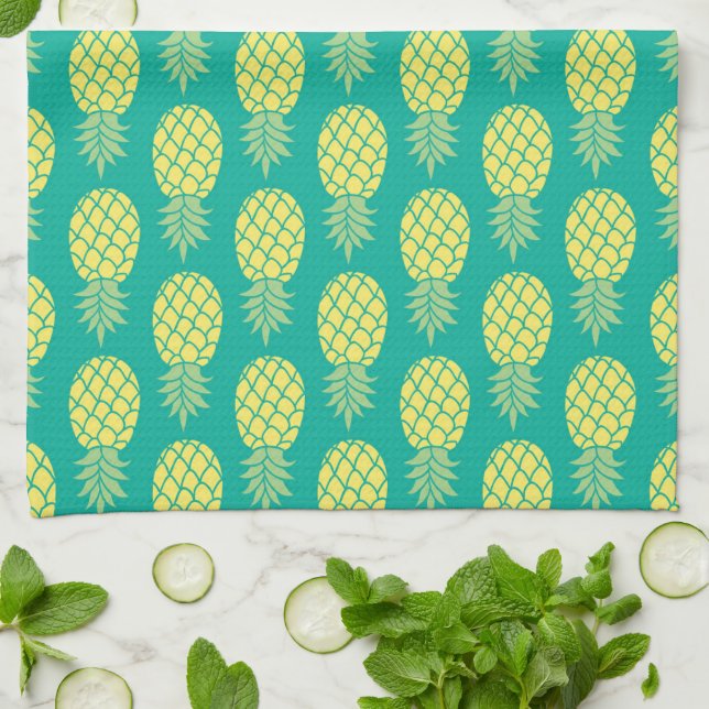 Pastel Pineapples | Monogram Tea Towel (Folded)