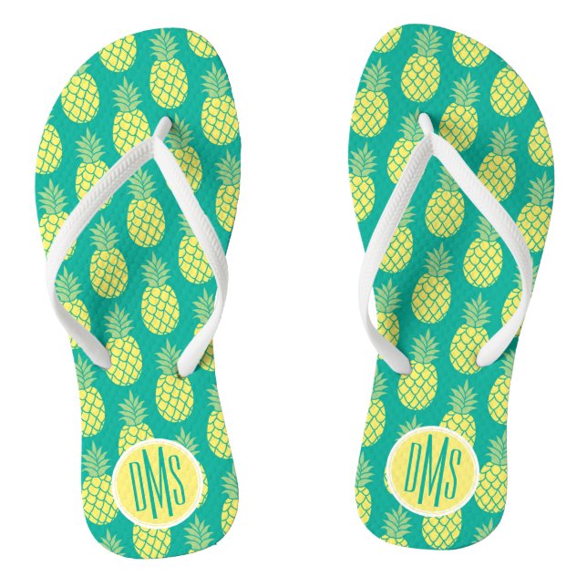 Pastel Pineapples | Monogram Thongs (Footbed)