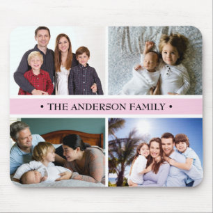 Pastel Pink 4 Photo Collage Custom Mouse Pad