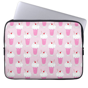 PASTEL PINK 50'S THEMED MILKSHAKES LAPTOP SLEEVE