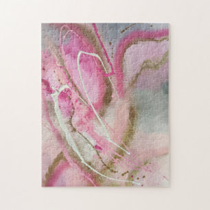 Pastel Pink Abstract Art on Canvass Jigsaw Puzzle