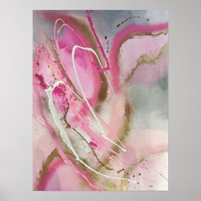 Pastel Pink Abstract Art on Canvass Poster (Front)