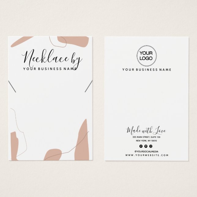 Pastel Pink Abstract Necklace Display Card (Front & Back)