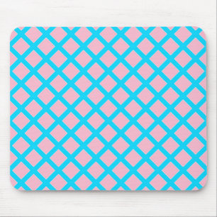 Pastel Pink and Baby Blue Diamonds Pattern Mouse Pad