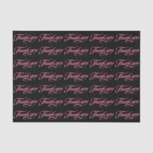 Pastel Pink And Black Thank You Pattern Tissue Paper