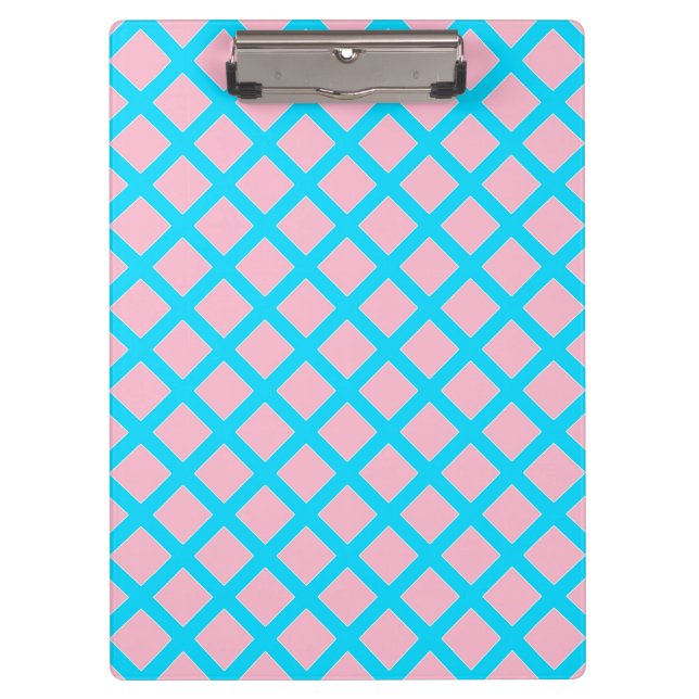 Pastel Pink and Blue Diamonds Pattern Clipboard (Front)