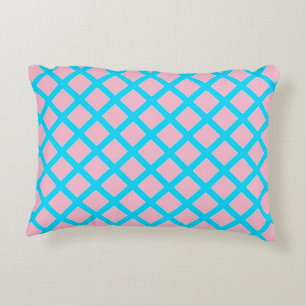 Pastel Pink and Blue Diamonds Pattern Decorative Cushion