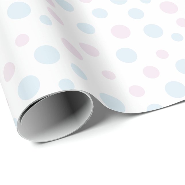 Pastel Pink and Blue Dots Wrapping Paper (Roll Corner)
