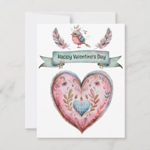 Pastel Pink and Blue Heart Card