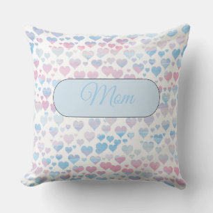 Pastel Pink and Blue Hearts Pillow