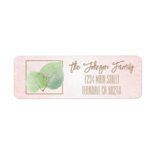 Pastel Pink and Eucalyptus Address Return Label