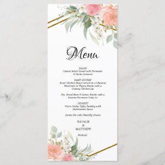 Pastel Pink and Gold Wedding Menus