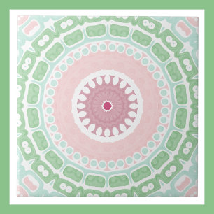 Pastel Pink and Green Mandala  Ceramic Tile