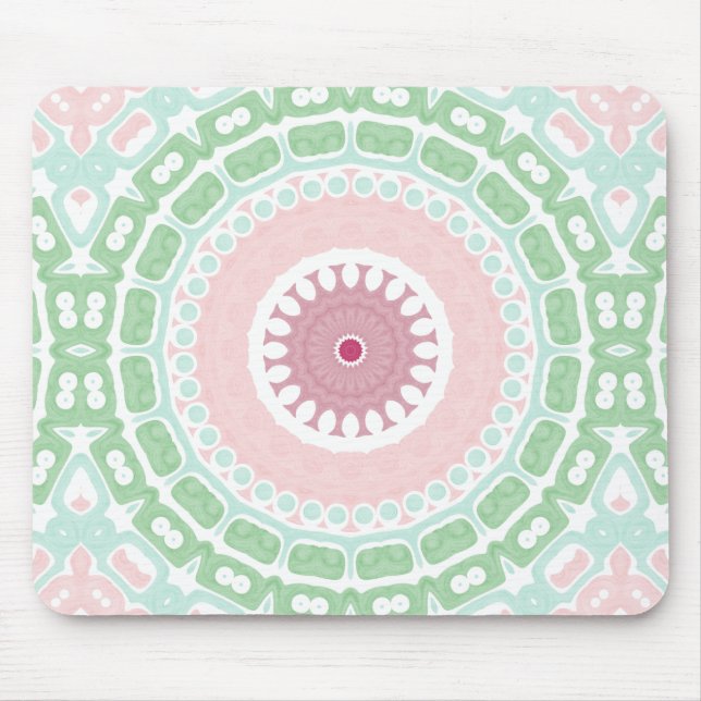 Pastel Pink and Green Mandala  Mouse Pad (Front)