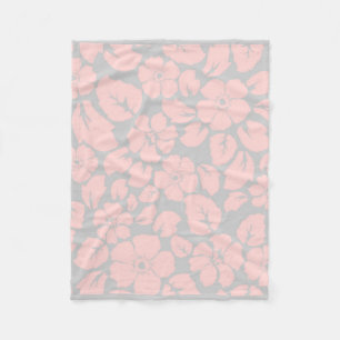 Pastel Pink and Grey Floral Fleece Blanket