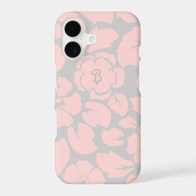 Pastel Pink and Grey Floral Monogram (Back)