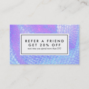 Pastel pink and lilac mermaid scale referral card