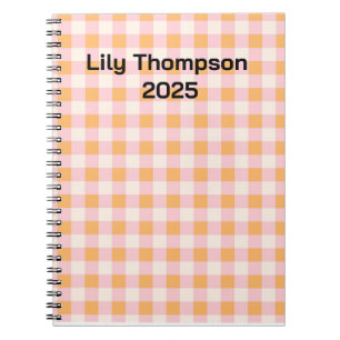 Pastel Pink and Orange Squares Planner Notebook