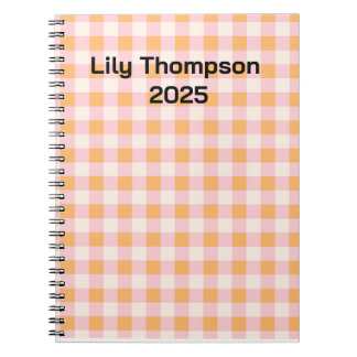 Pastel Pink and Orange Squares Planner  Notebook