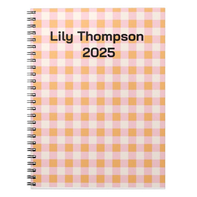 Pastel Pink and Orange Squares Planner  Notebook (Front)