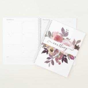 Pastel pink and purple floral personalised planner