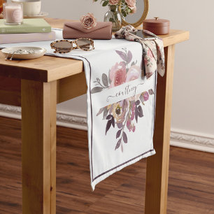 Pastel pink and purple floral personalised  short table runner