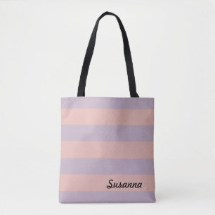Pastel Pink and Purple Stripes Tote Bag