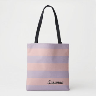 Pastel Pink and Purple Stripes Tote Bag
