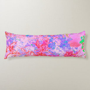 Pastel Pink and Red with Blue Hydrangea Landscape Body Cushion