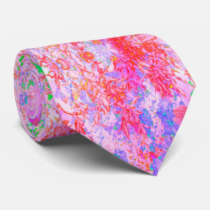 Pastel Pink and Red with Blue Hydrangea Landscape Tie