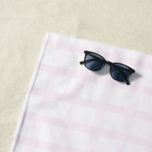 Pastel Pink And Rose Quartz Pink Gingham Pattern Beach Towel