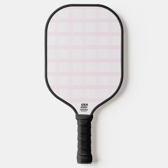 Pastel Pink And Rose Quartz Pink Gingham Pattern Pickleball Paddle (Front)