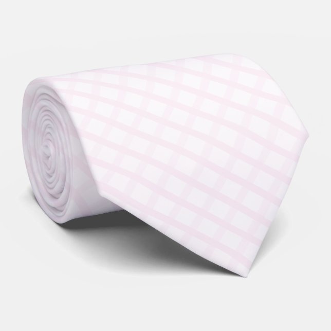 Pastel Pink And Rose Quartz Pink Gingham Pattern Tie (Rolled)