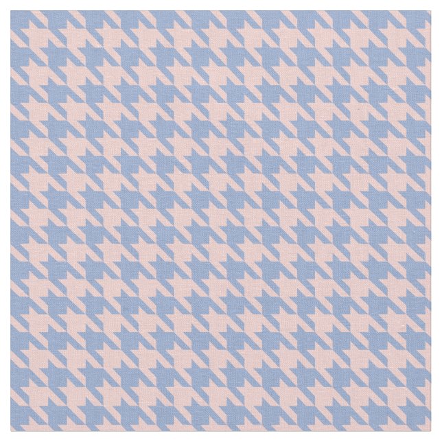 Pastel Pink and Sky Blue houndstooth Fabric (Close Up)