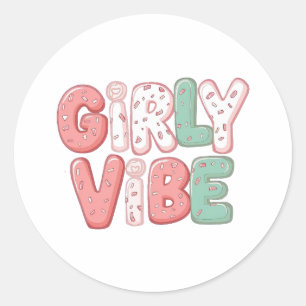 Pastel Pink and Teal Girly Aesthetic Classic Round Sticker