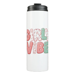 Pastel Pink and Teal Girly Aesthetic Thermal Tumbler