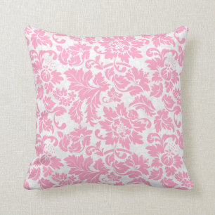 Pastel Pink And White Floral Damasks Cushion