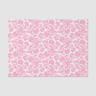 Pastel Pink And White Floral Damasks Tissue Paper